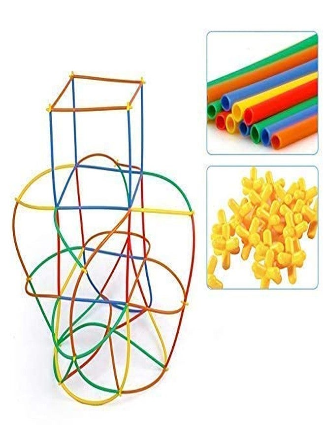 PULSBERY Straw Building Block-Straw Educational Plastic Building Blocks for Kids Smart City Blocks Game in Different Shapes,Educational Toys for 3-8 Years Old Kids(Random Color, 90+ Piece) - Image 2